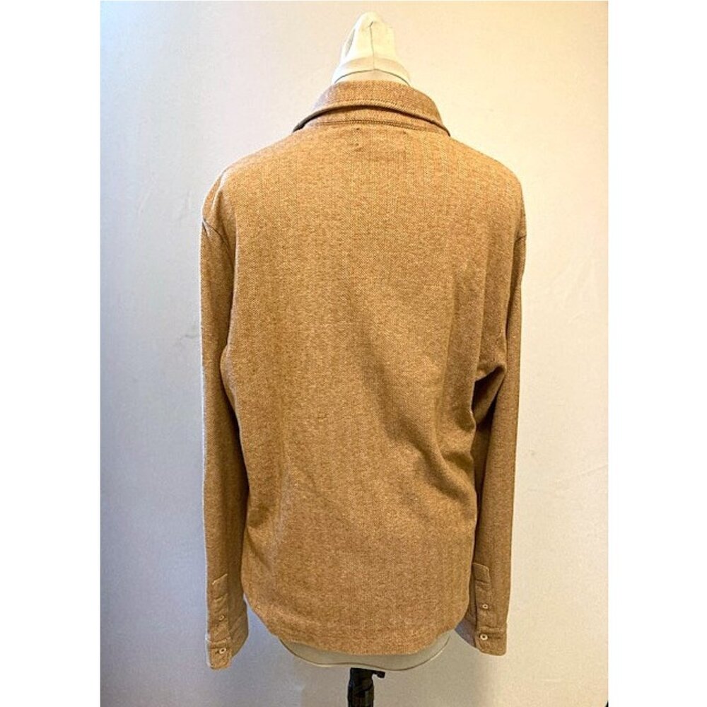 Polo Camel Herringbone Pullover Half Button Long … - image 4